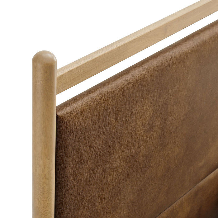 Ginny Vegan Leather Platform Bed Frame Light Oak Canyon / Queen