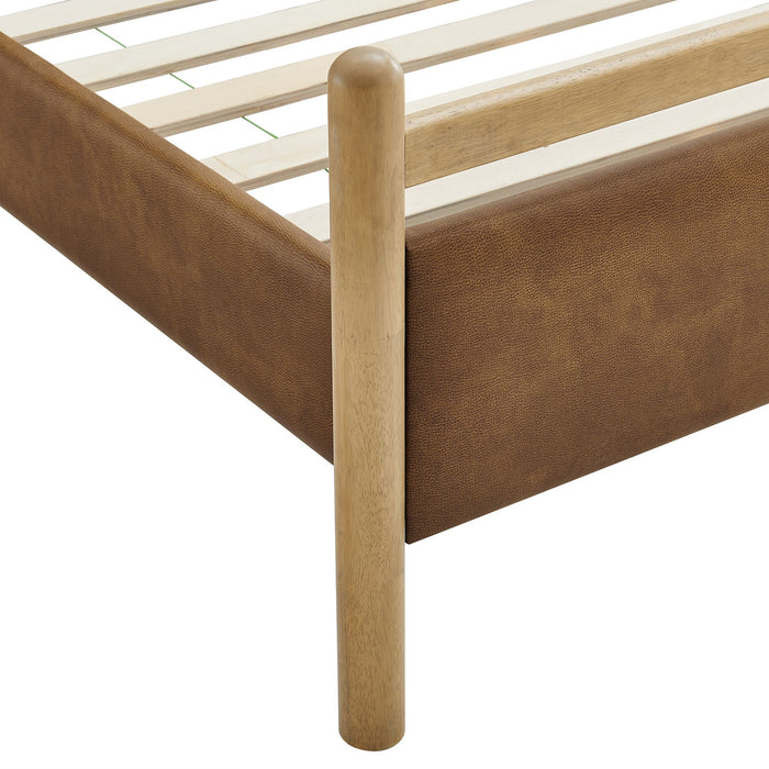 Ginny Vegan Leather Platform Bed Frame Light Oak Canyon / Queen