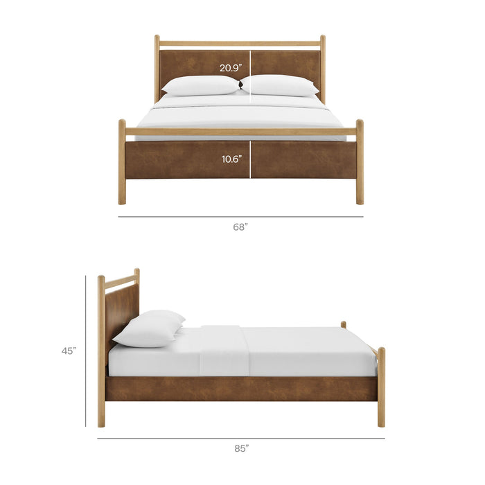 Ginny Vegan Leather Platform Bed Frame Light Oak Canyon / Queen