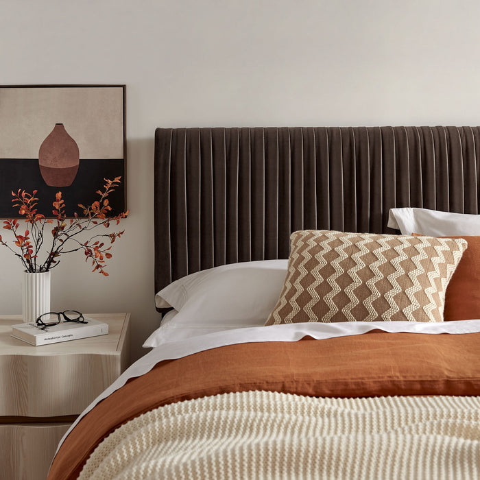 Eloise Upholstered Headboard Chocolate Brown / Queen