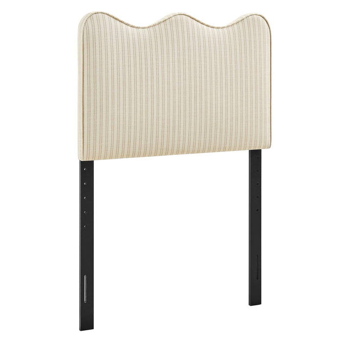 Athena Striped Fabric Upholstered Headboard Oatmeal Stripe / Twin
