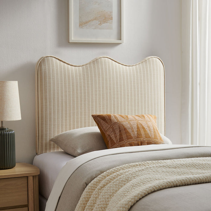 Athena Striped Fabric Upholstered Headboard Oatmeal Stripe / Twin