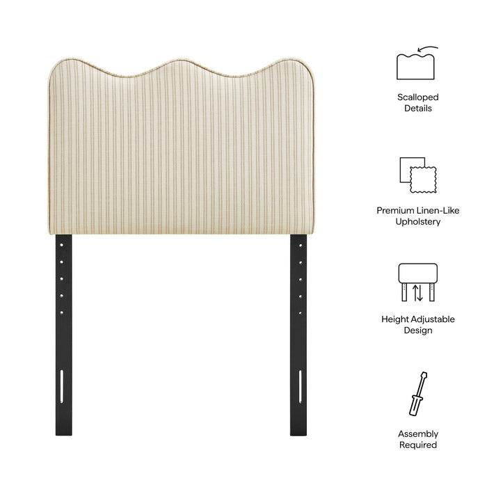 Athena Striped Fabric Upholstered Headboard Oatmeal Stripe / Twin