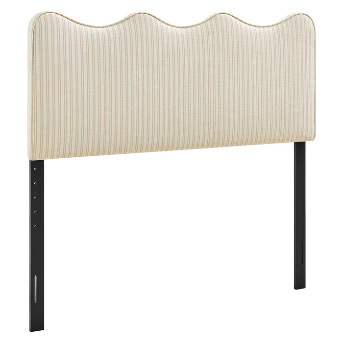 Athena Striped Fabric Upholstered Headboard Oatmeal Stripe / Queen