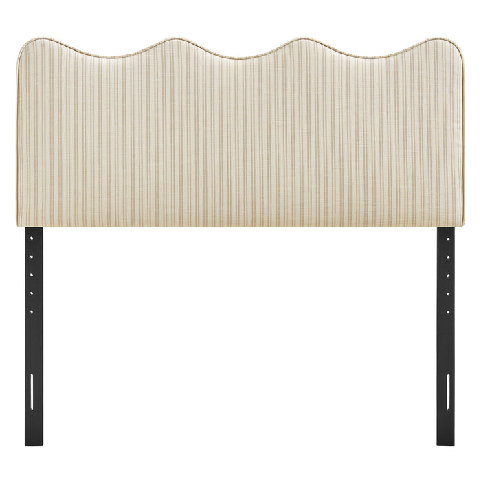 Athena Striped Fabric Upholstered Headboard Oatmeal Stripe / Queen