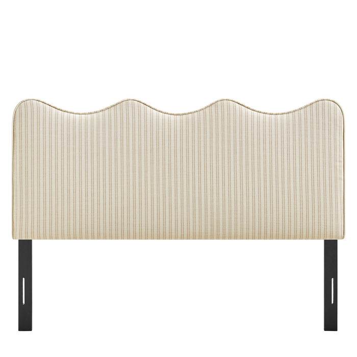 Athena Striped Fabric Upholstered Headboard Oatmeal Stripe / Queen