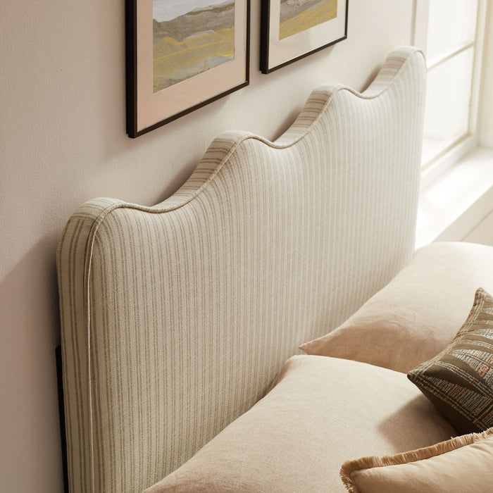 Athena Striped Fabric Upholstered Headboard Oatmeal Stripe / Queen