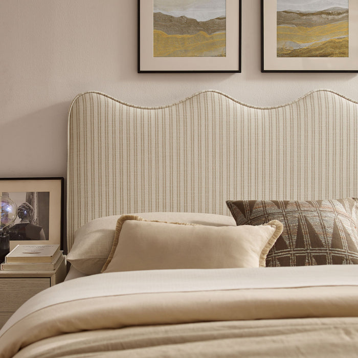 Athena Striped Fabric Upholstered Headboard Oatmeal Stripe / Queen