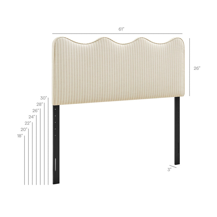 Athena Striped Fabric Upholstered Headboard Oatmeal Stripe / Queen
