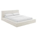 Luma Chenille Upholstered Platform Bed Frame Ivory Fabric / Queen