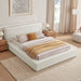 Luma Chenille Upholstered Platform Bed Frame Ivory Fabric / Queen