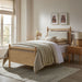 Leni Wood Platform Bed Frame Light Oak Heathered Ivory / Twin