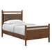 Leni Vegan Leather and Wood Platform Bed Frame Walnut Mushroom / Twin