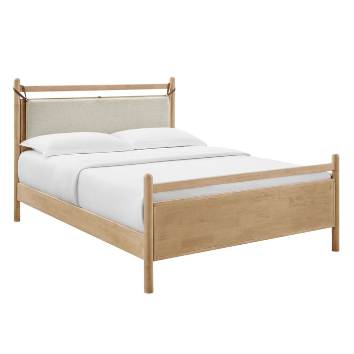 Leni Wood Platform Bed Frame Light Oak Heathered Ivory / Queen