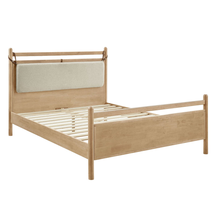 Leni Wood Platform Bed Frame Light Oak Heathered Ivory / Queen