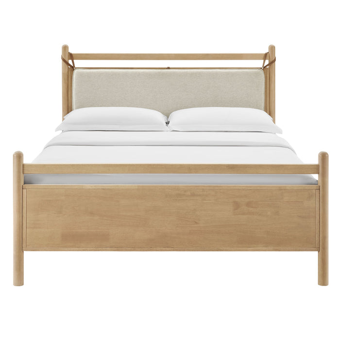 Leni Wood Platform Bed Frame Light Oak Heathered Ivory / Queen
