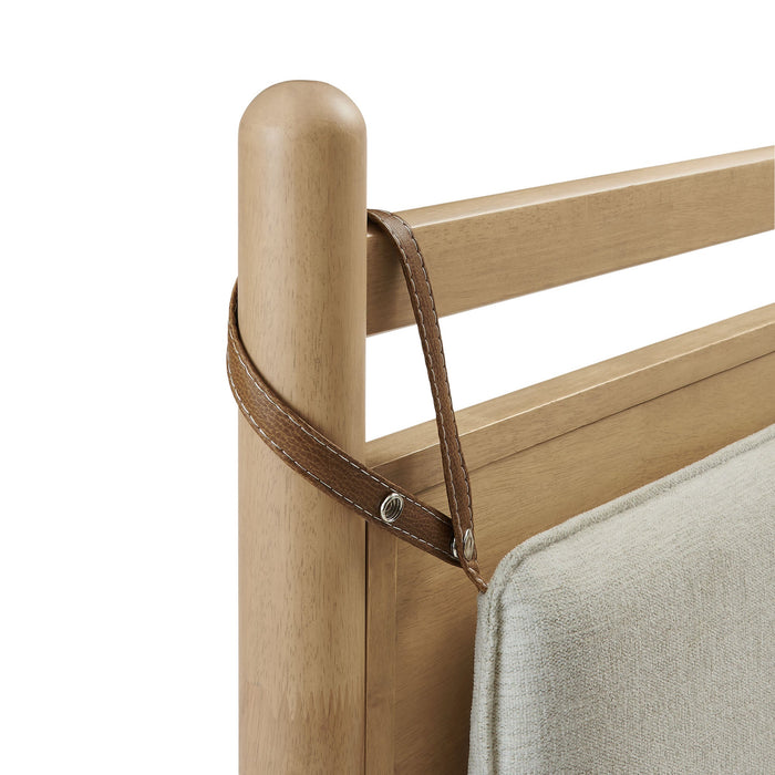 Leni Wood Platform Bed Frame Light Oak Heathered Ivory / Queen