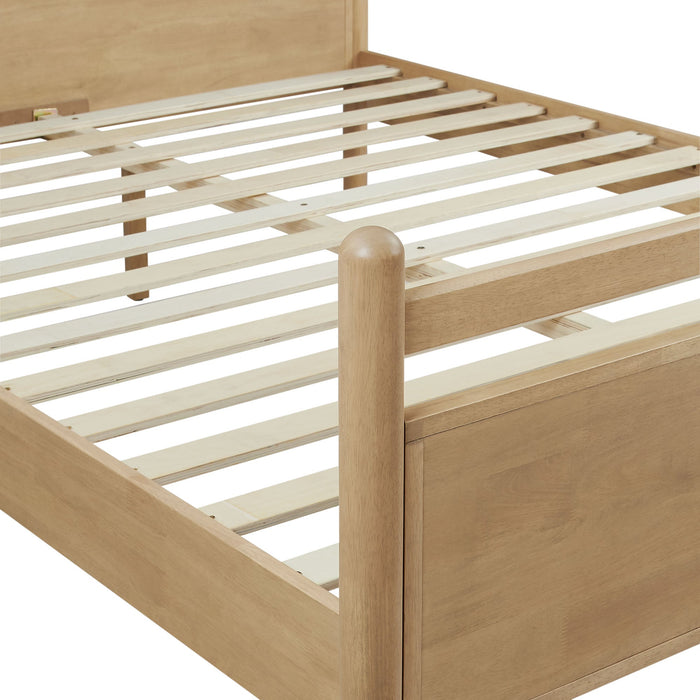Leni Wood Platform Bed Frame Light Oak Heathered Ivory / Queen