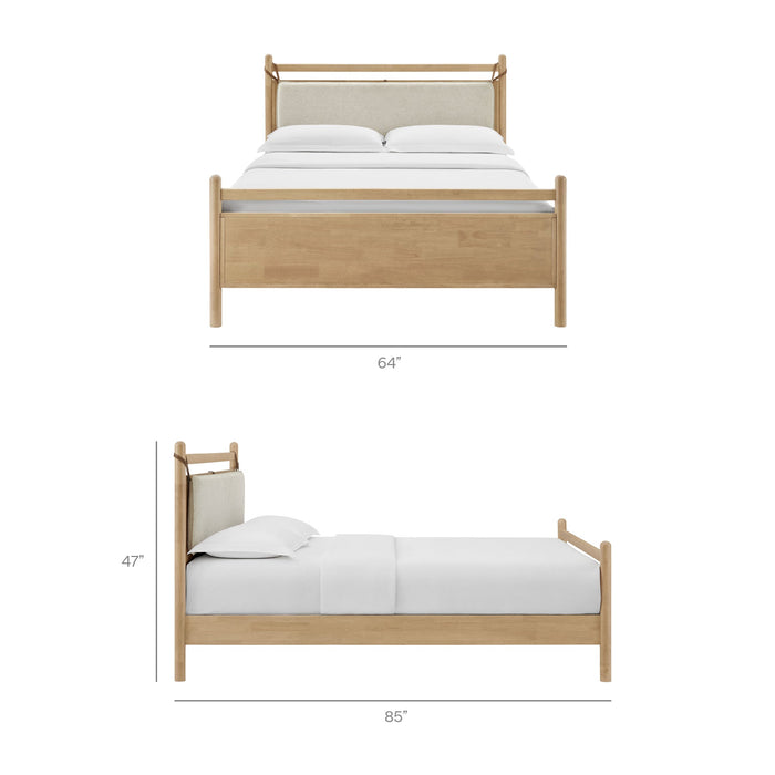 Leni Wood Platform Bed Frame Light Oak Heathered Ivory / Queen
