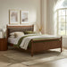 Leni Vegan Leather and Wood Platform Bed Frame Walnut Mushroom / Queen