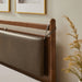 Leni Vegan Leather and Wood Platform Bed Frame Walnut Mushroom / Queen