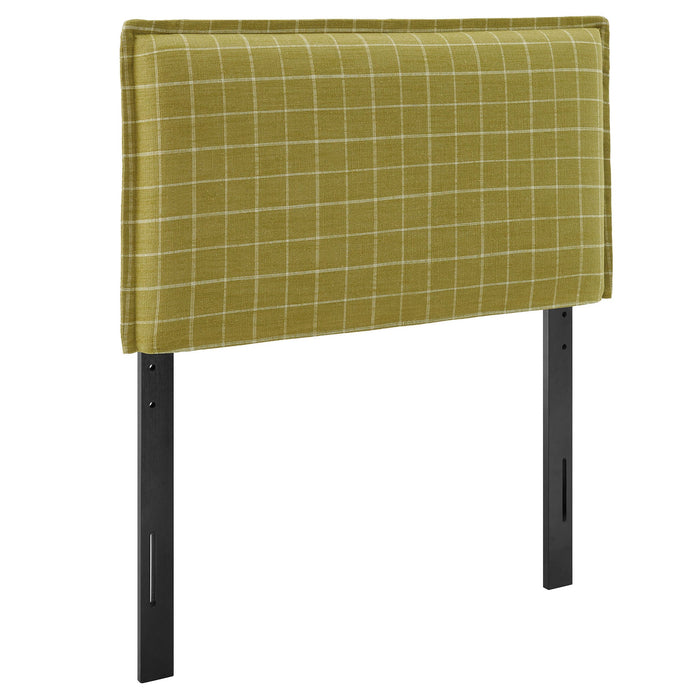 Camille Checkered Linen Blend Headboard Artichoke Windowpane Check / Twin