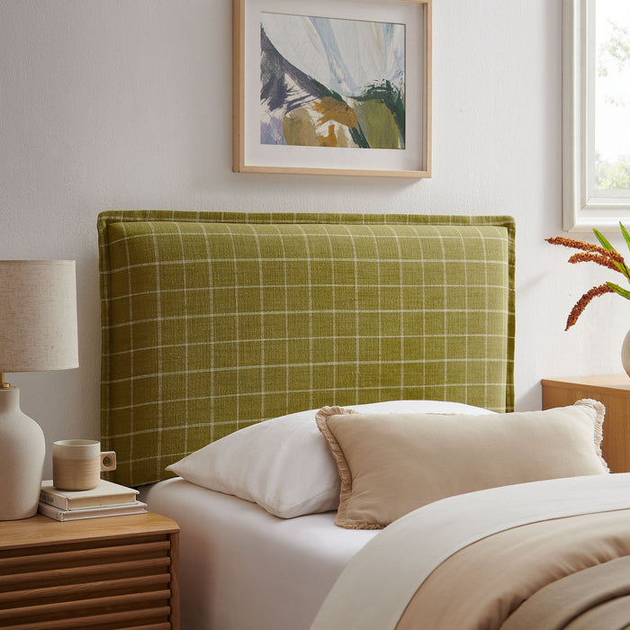 Camille Checkered Linen Blend Headboard Artichoke Windowpane Check / Twin