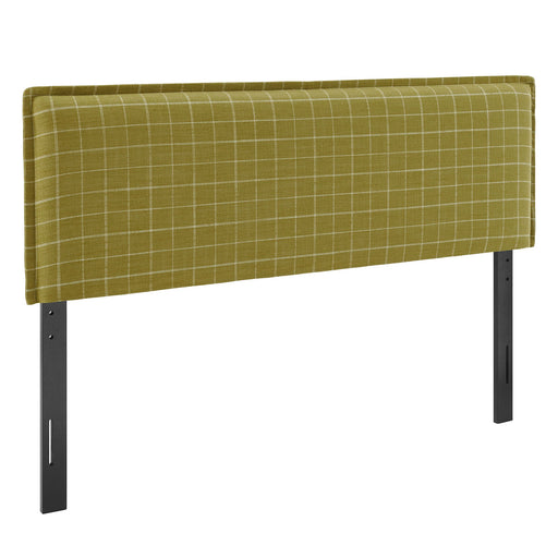 Camille Checkered Linen Blend Headboard Artichoke Windowpane Check / Queen