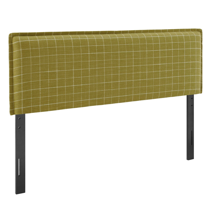 Camille Checkered Linen Blend Headboard Artichoke Windowpane Check / Queen