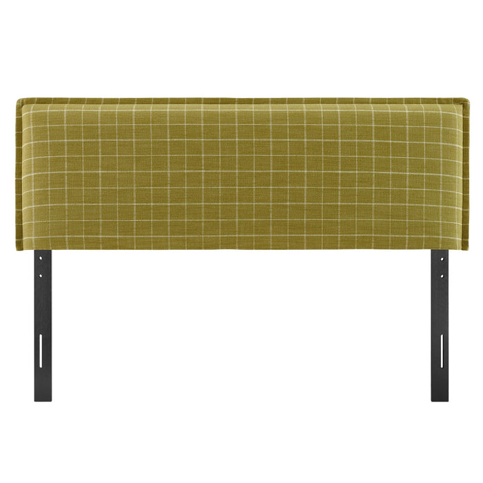 Camille Checkered Linen Blend Headboard Artichoke Windowpane Check / Queen