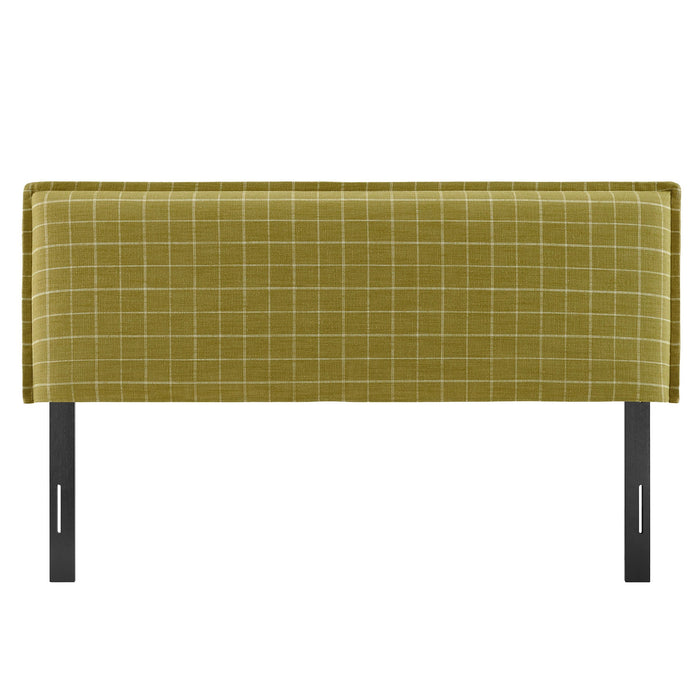 Camille Checkered Linen Blend Headboard Artichoke Windowpane Check / Queen