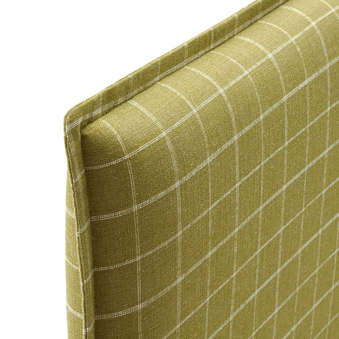 Camille Checkered Linen Blend Headboard Artichoke Windowpane Check / Queen