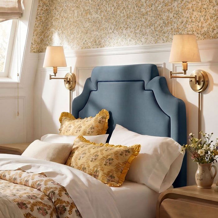 Magnolia Stain-Resistant Performance Velvet Headboard Cadet Blue Midnight / Twin