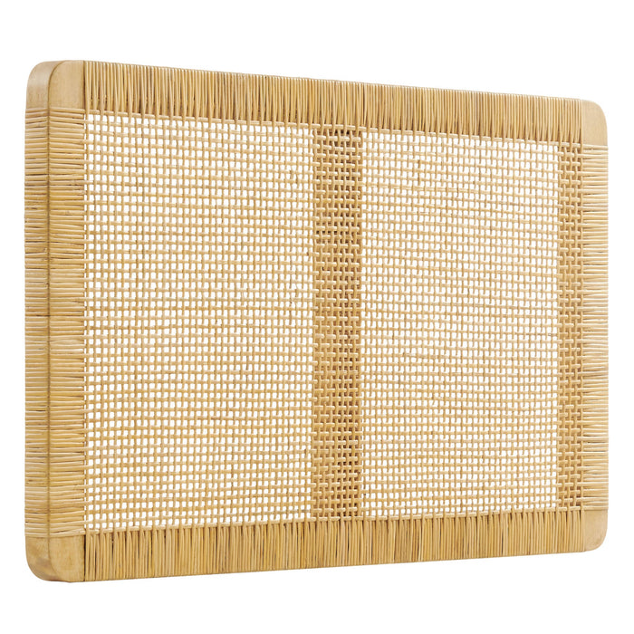 Sandy Wall Mounted Wood and Rattan Headboard Natural Rattan / Twin