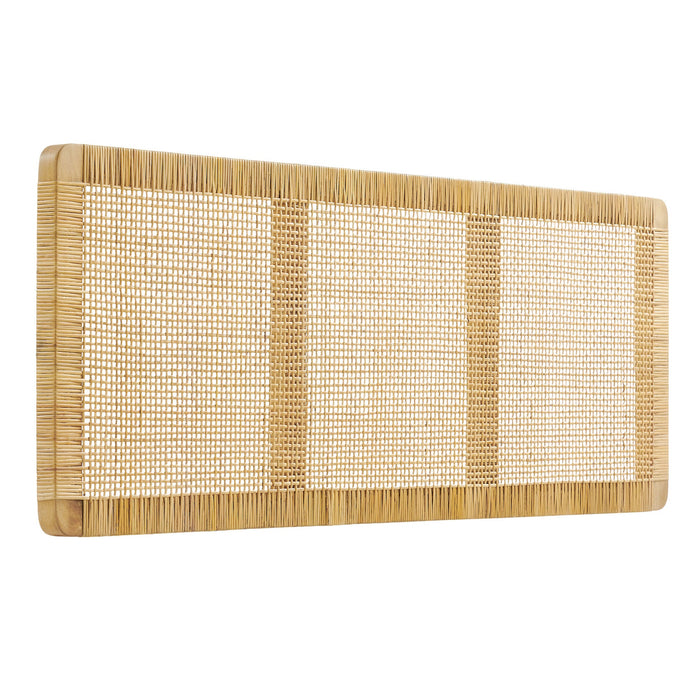 Sandy Wall Mounted Wood and Rattan Headboard Natural Rattan / Queen