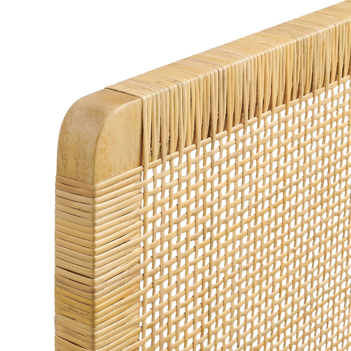 Sandy Wall Mounted Wood and Rattan Headboard Natural Rattan / Queen
