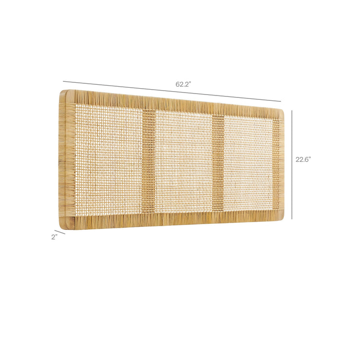 Sandy Wall Mounted Wood and Rattan Headboard Natural Rattan / Queen