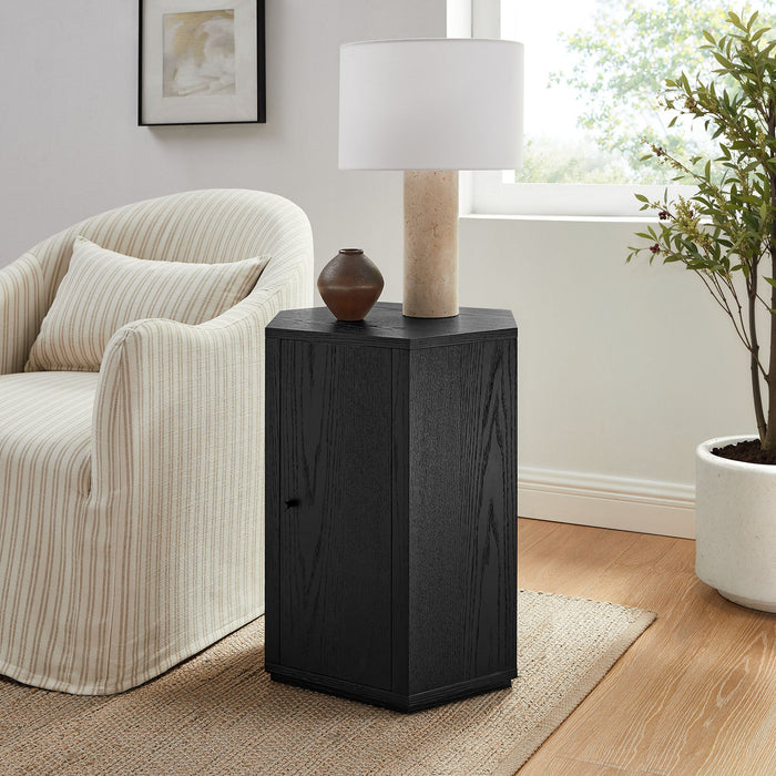 Kade Faceted Wood Side Table Black