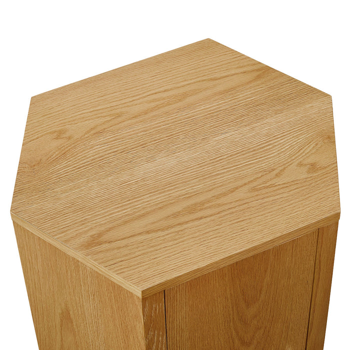 Kade Faceted Wood Side Table Natural