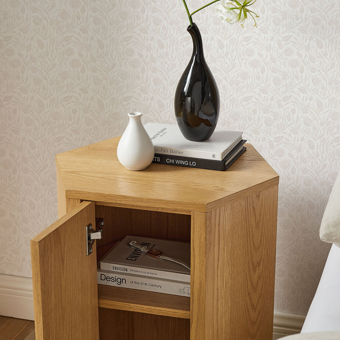 Kade Faceted Wood Side Table Natural