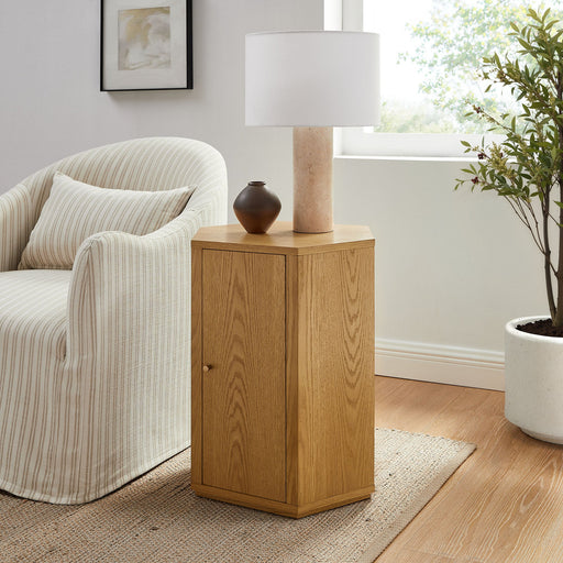 Kade Faceted Wood Side Table Natural