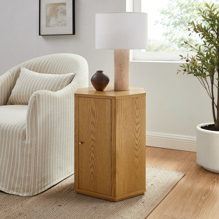 Kade Faceted Wood Side Table Natural