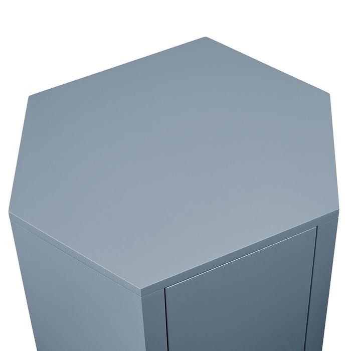 Kade Faceted Semi-Gloss Side Table Stillwater Blue