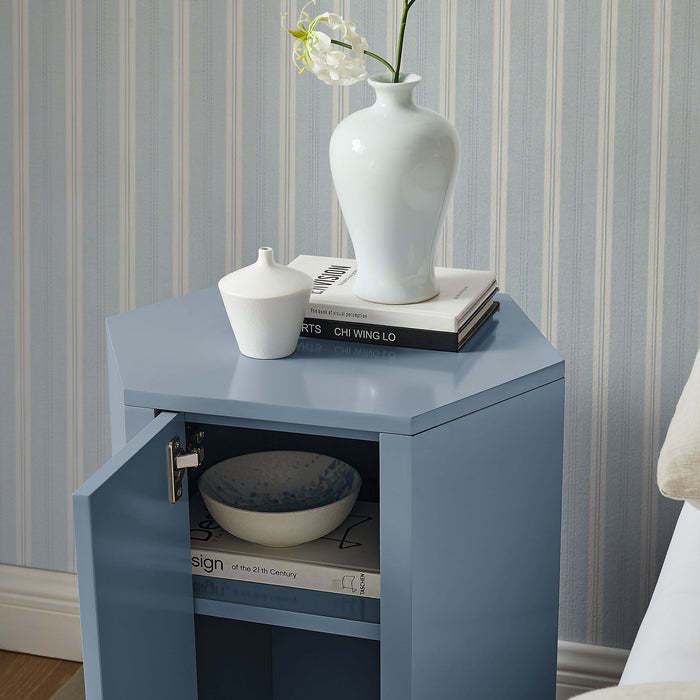 Kade Faceted Semi-Gloss Side Table Stillwater Blue