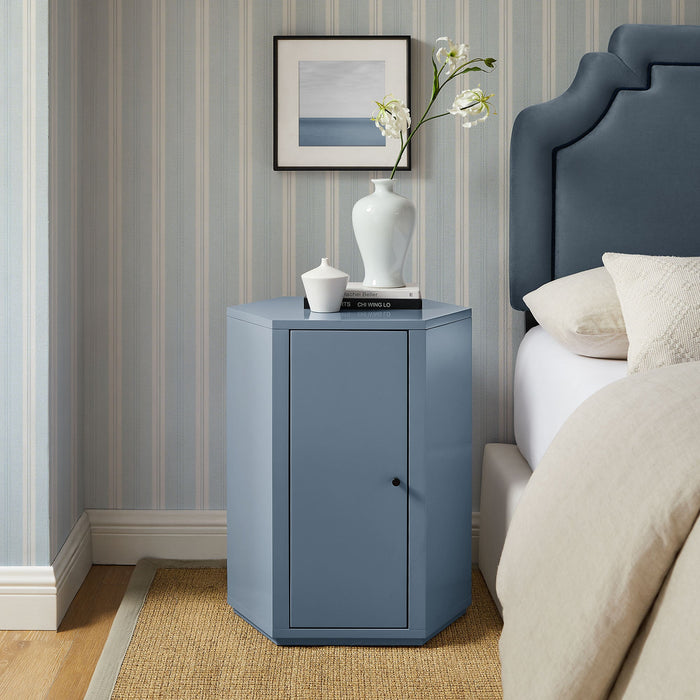 Kade Faceted Semi-Gloss Side Table Stillwater Blue