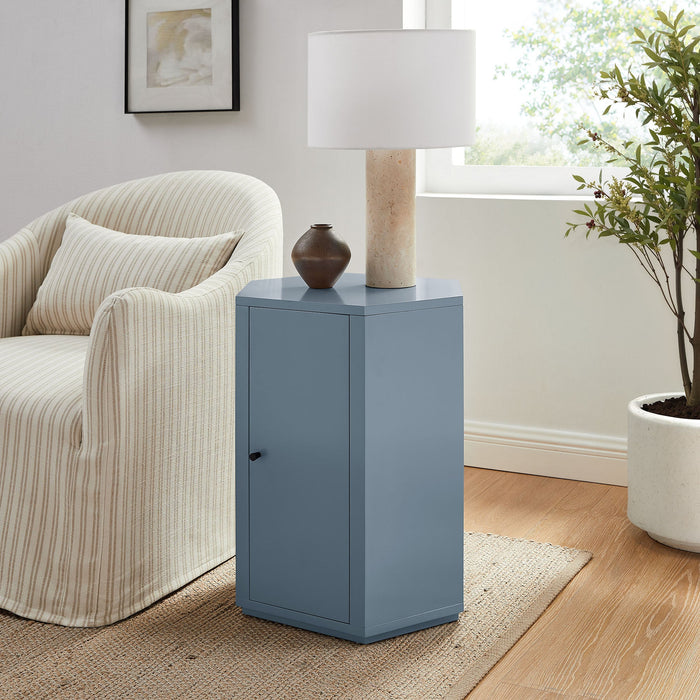 Kade Faceted Semi-Gloss Side Table Stillwater Blue
