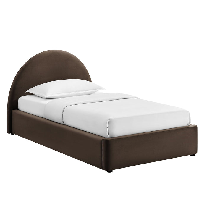 Modway Resort Arched Performance Velvet Storage Platform Bed Frame in Twin - front view
