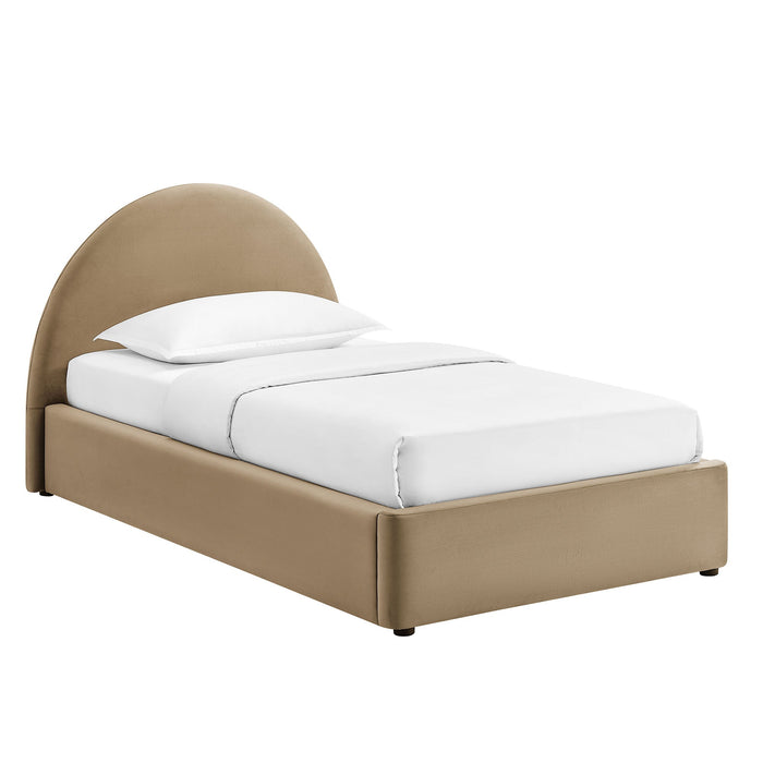 Modway Resort Arched Performance Velvet Storage Platform Bed Frame in Twin - front view 5