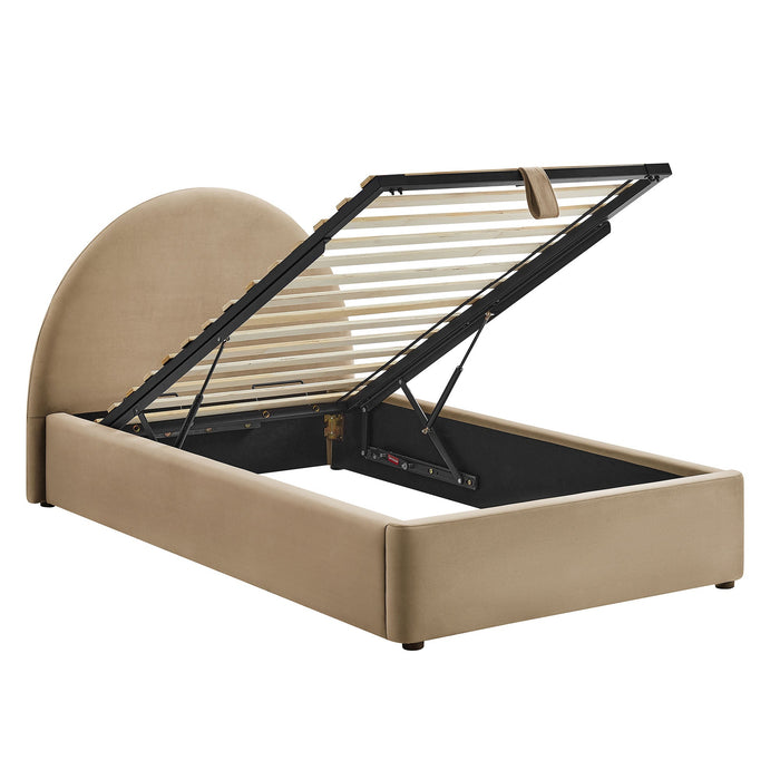 Modway Resort Arched Performance Velvet Storage Platform Bed Frame in Twin - angled view 21