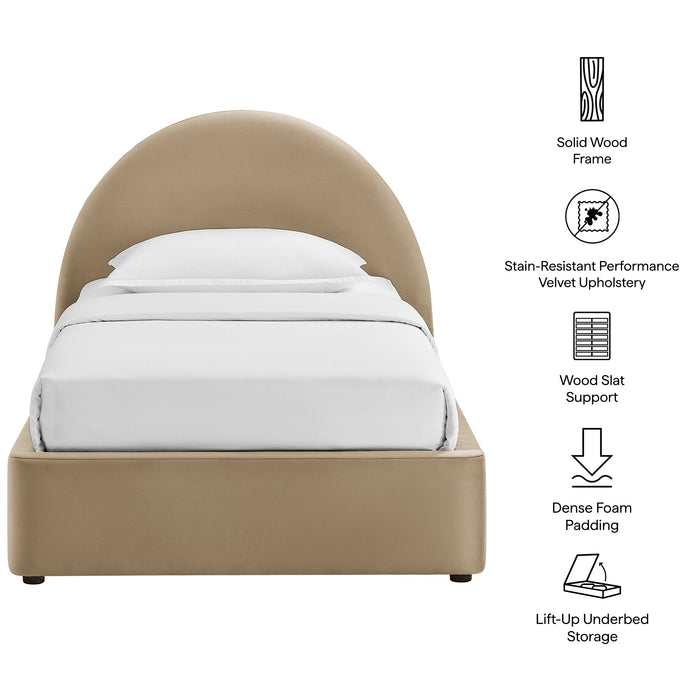 Modway Resort Arched Performance Velvet Storage Platform Bed Frame in Twin - dimensions and specifications 153